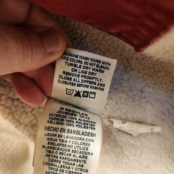 BERNE Duck Canvas Jacket Youth Medium R 10-11 Pink Sherpa Lined Hood Pocket Barn - Picture 6 of 12